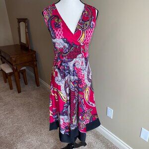 George pink colorful sleeveless summer dress with asymmetrical hem